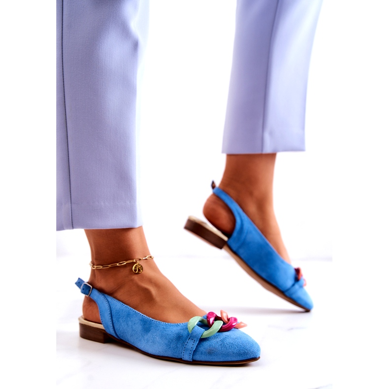 Lewski Shoes Mocka Ballerinas Med Kedja Lewski Skor 3125 Blå mångfärgad 2