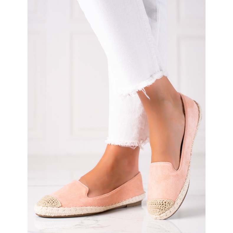 SHELOVET espadrillor i mocka rosa 1