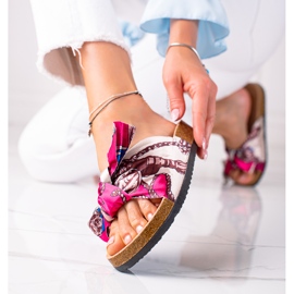 SHELOVET Rosa Tofflor Med En Rosett 1