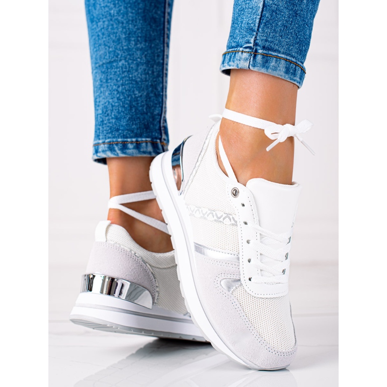 SHELOVET Bekväma sneakers vit silver- grå 2