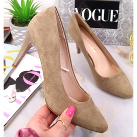 Sergio Leone stilettpumps i beige mocka 1