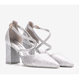 Silver glitter pumps på Backer stolpen silver- 1