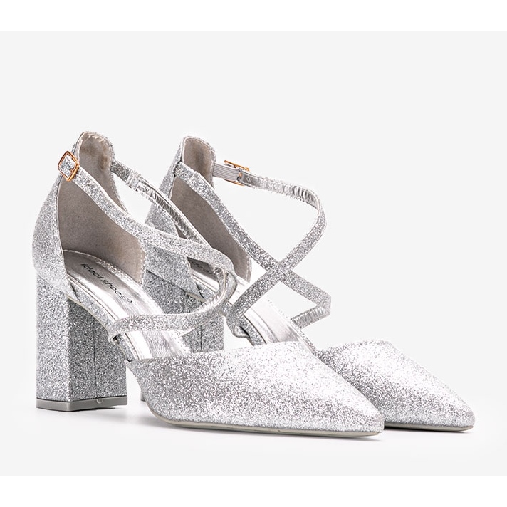 Silver glitter pumps på Backer stolpen silver- 1
