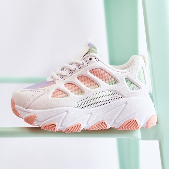 FR1 Flerfärgade Britney Sportskor för barn vit purpur rosa grön 2