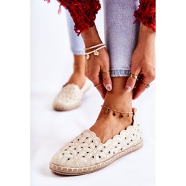 Slip-On Ballerinor för kvinnor med beiga blommor beige 1