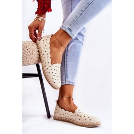 Slip-On Ballerinor för kvinnor med beiga blommor beige 2