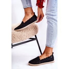 PE1 Slip-on ballerinor för kvinnor med svarta Vennice-blommor 2