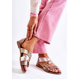 PE1 Lädersandaler med räfflad Golden Apulia silver- gyllene 2