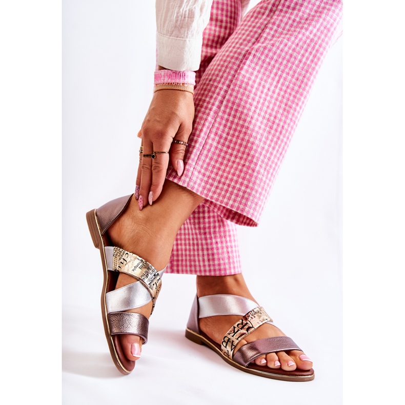 PE1 Lädersandaler med räfflad Golden Apulia silver- gyllene 2