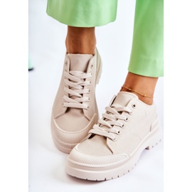 PS1 Sneakers i tyg för kvinnor ljusbeige Parossa 2