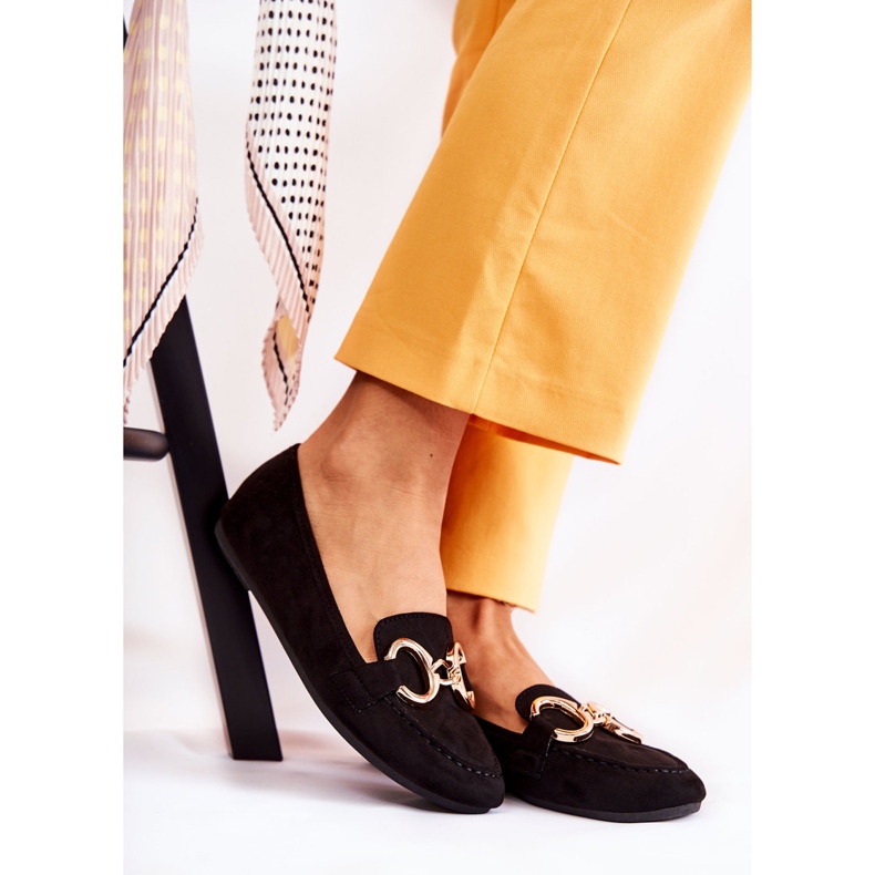 PG1 Loafers i mocka för kvinnor med svart verklighetsdekoration 1