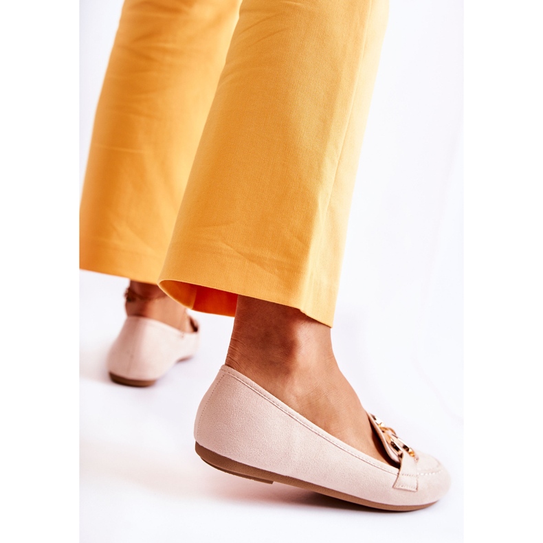 Loafers i mocka för kvinnor med beige verklighetsdekoration 2