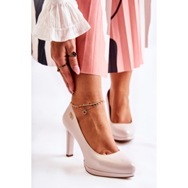 Sergio Leone Klassiska plattformspumpar för kvinnor, Pearl Beige 2