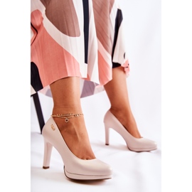 Sergio Leone Klassiska plattformspumpar för kvinnor, Pearl Beige 1