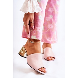 PA2 Lädertofflor för kvinnor på hög klack Rosa Perry 2