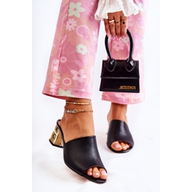 PA2 Lädertofflor för kvinnor på klack Svart Perry 1