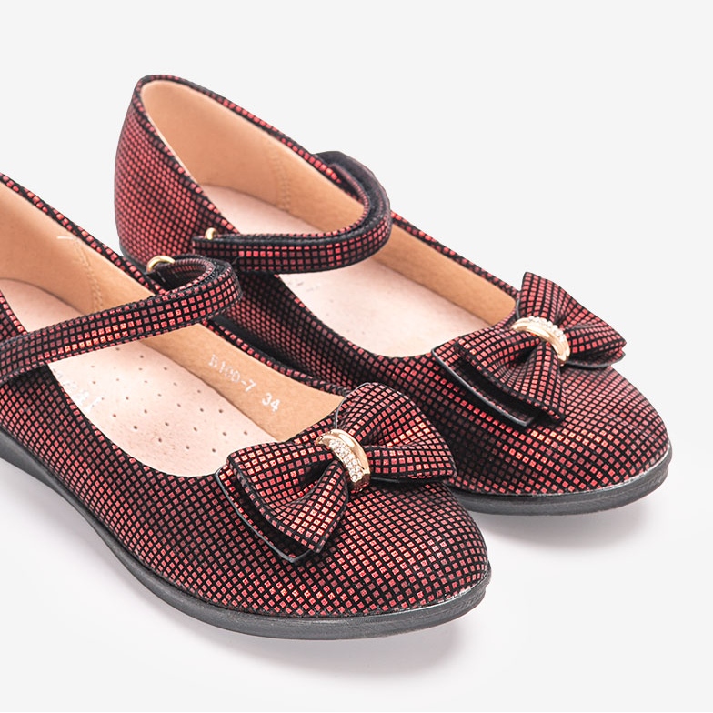 BM Röda barnballerinor med Tienne-rosett svart 1