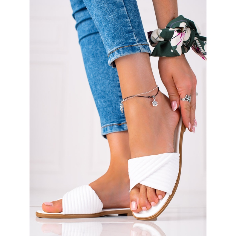 SHELOVET Platta tofflor för kvinnor vit 1