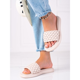 SHELOVET Flätade tofflor för kvinnor beige 1