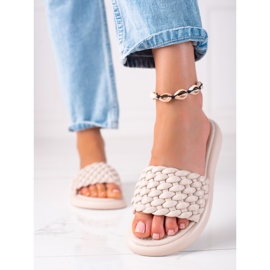 SHELOVET Flätade tofflor för kvinnor beige 2