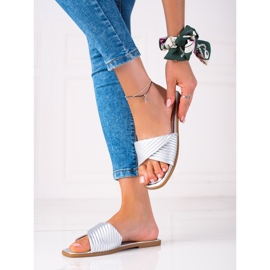 SHELOVET Platta tofflor för kvinnor silver- 1