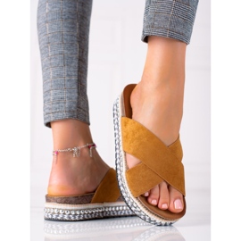 SHELOVET Trendiga tofflor på plattformen brun 1