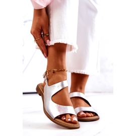 Läderspännesandaler Lewski 3041 Silver 2