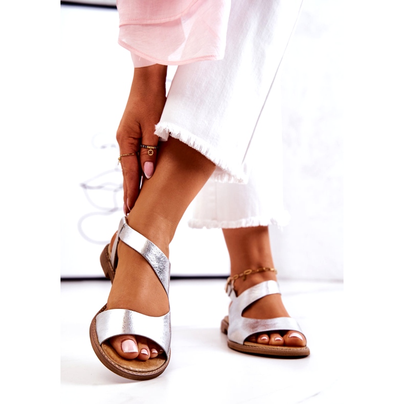 Läderspännesandaler Lewski 3041 Silver silver- 3