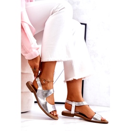 Läderspännesandaler Lewski 3041 Silver 4