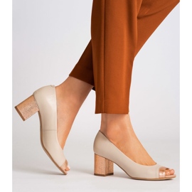 Marco Shoes Beige 1093P pumps med dekorativ häl 2