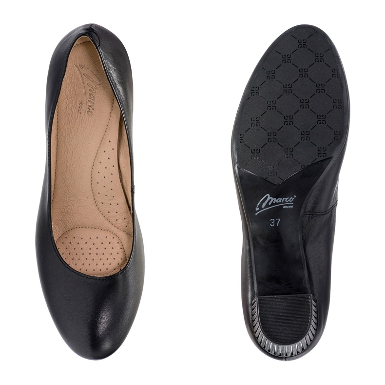 Marco Shoes Släta svarta skor 1170P med 3D-klack 1