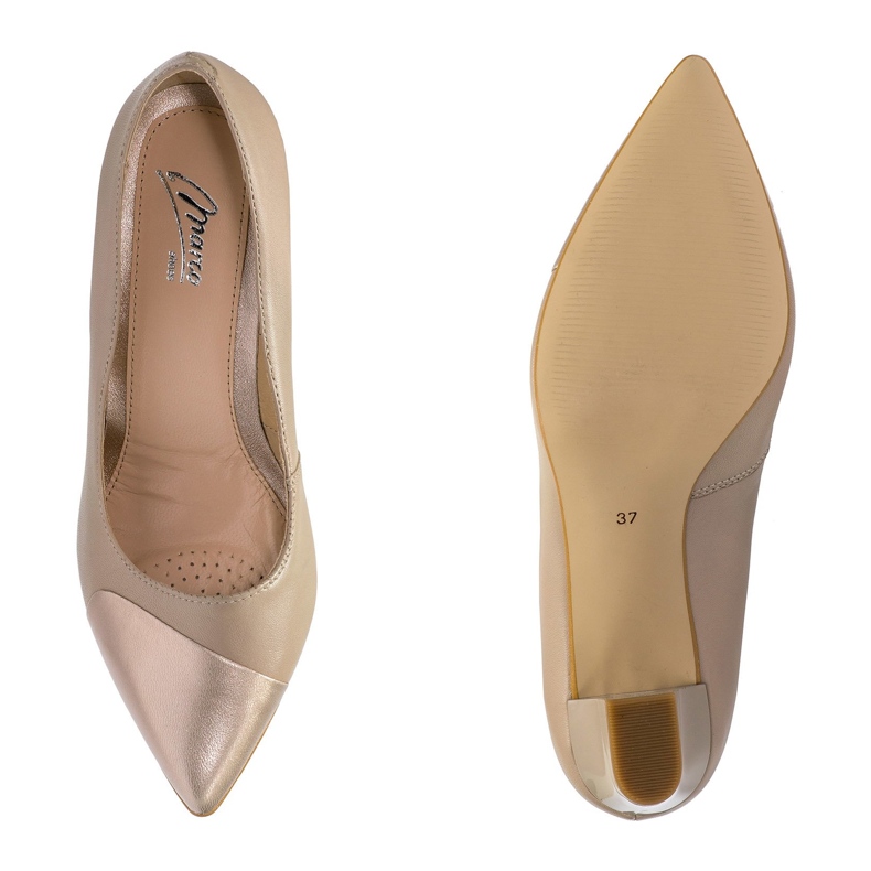 Marco Shoes Beige 1180P pumpar med platina 1