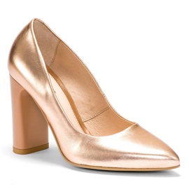 Marco Shoes Elegant metallic läder shuttle med en högre klack mångfärgad orange 2