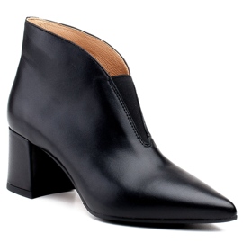 Marco Shoes 1460B smala svarta läderstövlar med gummiöverdel 1