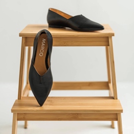 Marco Shoes Svart Marco 1285P ballerina för kvinnor med utskärning 2