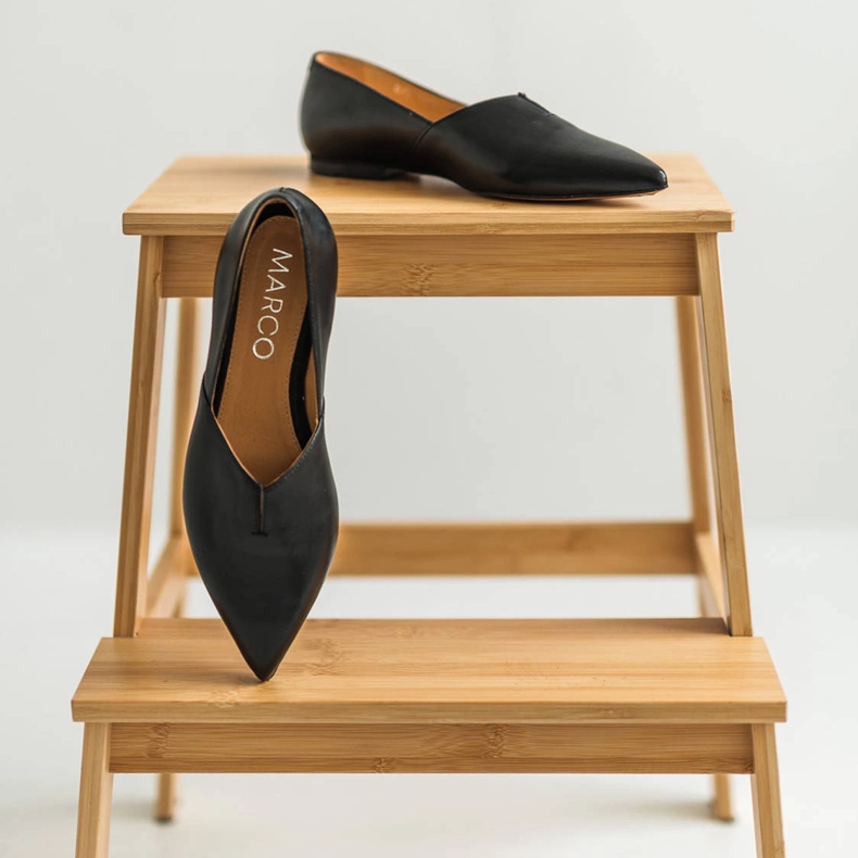 Marco Shoes Svart Marco 1285P ballerina för kvinnor med utskärning 2