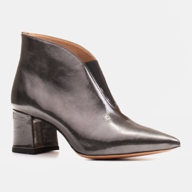 Marco Shoes 1460B smala gråa stövlar i skinn med gummiöverdel 1