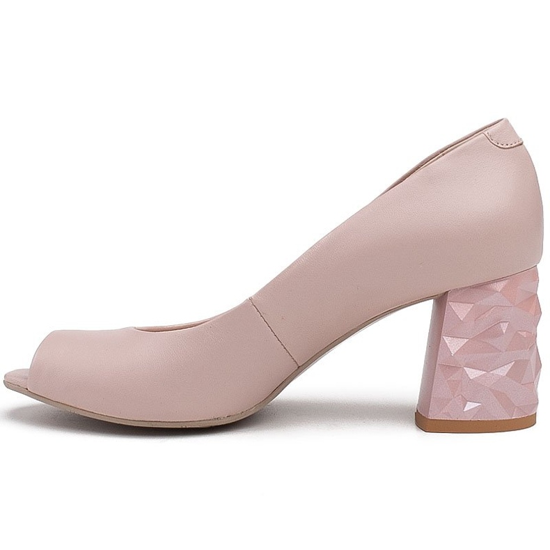 Marco Shoes Läderbeige pumps med 3D -häl rosa 2