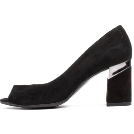 Marco Shoes Svart mocka pumps med metallisk häl 2