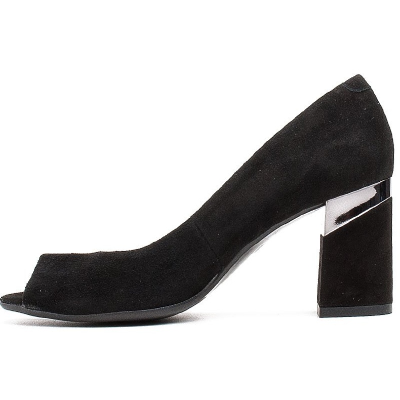 Marco Shoes Svart mocka pumps med metallisk häl 2