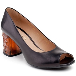 Marco Shoes Svarta sandaler 1519P med 3D bärnstensfärgad häl 1