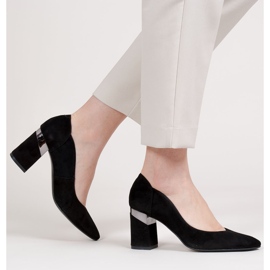 Marco Shoes Svart mocka pumps med metallisk häl 2