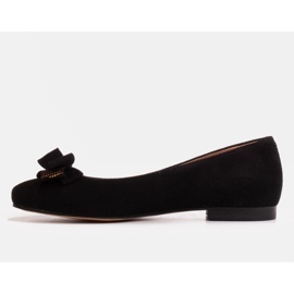 Marco Shoes Svarta mockaballerinor med rosett 1