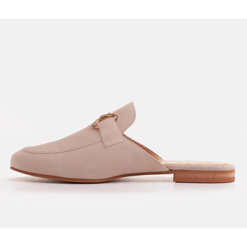 Marco Shoes Tofflor i mocka för kvinnor med en prydnad beige 2