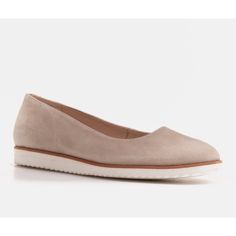Marco Shoes Lätta ballerinor för kvinnor av naturlig mocka med en sportig sula beige 1