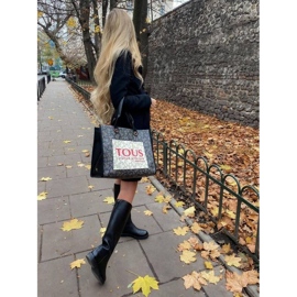 Marco Shoes Höga platta stövlar av naturligt präglat läder svart 1