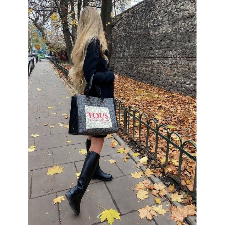 Marco Shoes Höga platta stövlar av naturligt präglat läder svart 1