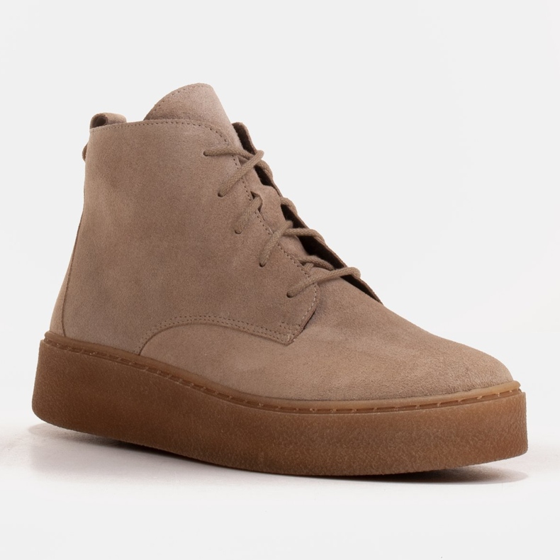 Marco Shoes Låga snörskor i mjukt läder beige 1