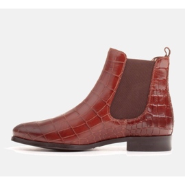 Marco Shoes Platta stövletter i läder med elastiskt gummi i överdelen brun 2