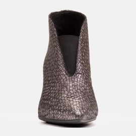 Marco Shoes 1460B smala gråa stövlar i skinn med gummiöverdel 1